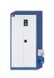 asecos Umweltschrank E.195.095 in Enzianblau, Flügeltüren in Lichtgrau, 3x Wannenboden (Stahlblech) Produktbild img2 S