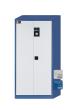 asecos Umweltschrank E.195.095.2 in Enzianblau, Flügeltüren in Lichtgrau, 3x Wannenboden (Stahlblech) Produktbild img2 S