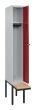 C+P Spind Classic PLUS, Bank, 1 Abteil, 2120x300x815mm, 7035/3003 Produktbild