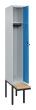 C+P Spind Classic PLUS, Bank, 1 Abteil, 2120x300x815mm, 7035/5012 Produktbild