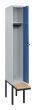 C+P Spind Classic PLUS, Bank, 1 Abteil, 2120x300x815mm, 7035/5023 Produktbild