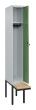 C+P Spind Classic PLUS, Bank, 1 Abteil, 2120x300x815mm, 7035/6011 Produktbild