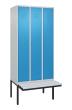 C+P Spind Classic PLUS, Bank, 3 Abteile, 2120x900x815mm, 7035/5012 Produktbild img2 S