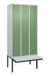 C+P Spind Classic PLUS, Bank, 3 Abteile, 2120x900x815mm, 7035/6011 Produktbild img2 S