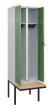 C+P Schwarz-Weiß-Spind Classic PLUS, Bank, 2 Abteile, 2120x600x815mm, 7035/6011 Produktbild