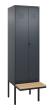 C+P Schwarz-Weiß-Spind Classic PLUS, Bank, 2 Abteile, 2120x600x815mm, 7016/7016 Produktbild img2 S