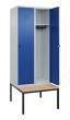 C+P Spind Classic PLUS, Bank, 2 Abteile, 2120x800x815mm, 7035/5010 Produktbild img2 S