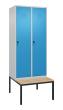 C+P Spind Classic PLUS, Bank, 2 Abteile, 2120x800x815mm, 7035/5012 Produktbild img3 S