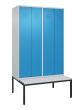 C+P Schwarz-Weiß-Spind Classic PLUS, Bank, 4 Abteile, 2120x1200x815mm, 7035/5012 Produktbild img2 S