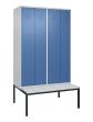 C+P Schwarz-Weiß-Spind Classic PLUS, Bank, 4 Abteile, 2120x1200x815mm, 7035/5023 Produktbild img2 S