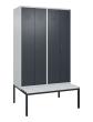 C+P Schwarz-Weiß-Spind Classic PLUS, Bank, 4 Abteile, 2120x1200x815mm, 7035/7016 Produktbild img2 S