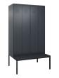 C+P Schwarz-Weiß-Spind Classic PLUS, Bank, 4 Abteile, 2120x1200x815mm, 7016/7016 Produktbild img2 S