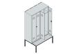 C+P Schwarz-Weiß-Spind Classic PLUS, Bank, 4 Abteile, 2120x1200x815mm, 7035/6011 Produktbild img5 S