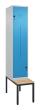 C+P Z-Spind Classic PLUS, Bank, 2 Abteile, 2120x400x815mm, 7035/5012 Produktbild img2 S