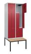 C+P Z-Spind Classic PLUS, Bank, 4 Abteile, 2120x800x815mm, 7035/3003 Produktbild img1 S