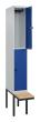 C+P Doppelstock-Spind Classic PLUS, Bank, 2 Fächer, 2120x300x815mm, 7035/5010 Produktbild