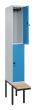 C+P Doppelstock-Spind Classic PLUS, Bank, 2 Fächer, 2120x300x815mm, 7035/5012 Produktbild