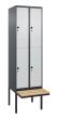 C+P Doppelstock-Spind Classic PLUS, Bank, 4 Fächer, 2120x600x815mm, 7016/7035 Produktbild img2 S