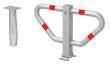 ALBERTS Parkplatzbügel Stoppy I fvz. einbetonierbar umlegbar Dreikant 4 rote Ringe 750mm Produktbild