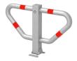 ALBERTS Parkplatzbügel Stoppy I fvz. aufschraubbar umlegbar Dreikant 4 rote Ringe 750mm Produktbild