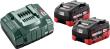 Akku-Starter Set LiHD 18,0 V 2 x 5,5 Ah Metabo Ladegerät ASC 145 metaBOX Produktbild