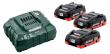 Akku-Starter Set LiHD 18,0 V 3 x 4,0 Ah Metabo Ladegerät ASC 55 Karton Produktbild