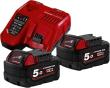 Milwaukee Akku-Starter Set M18 NRG-502 2x18,0 V 5,0 Ah Ladegerät M12-18FC Karton Produktbild