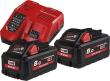 Milwaukee Akku-Starter Set HighOut.M18 HNRG-802 2x18,0V 8,0 Ah HighOutputLadegerät M12-18FC Karton Produktbild