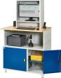 RAU. Computer-Tisch Modell 1023 stationär 1100x800x1810mm Monitorgehäuse RAL7035/5010 Produktbild img2 S