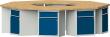 ANKE 8-Eck-Gruppenwerkbank BMP 8 Schränke je 1 Schublade + Tür B3018xT3266xH850mm RAL7035/5010 Produktbild img1 S
