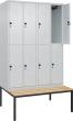 Spind Classic PLUS 4 Abteile H2120xB1200xT815mm RAL7035/RAL7035 /P1G/7021 Produktbild