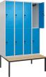 Spind Classic PLUS 4 Abteile H2120xB1200xT815mm RAL7035/RAL5012 /P1G/7021 Produktbild