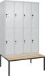 Spind Classic PLUS 4 Abteile H2120xB1200xT815mm RAL7035/RAL7035 /P1G/7021 Produktbild img2 S