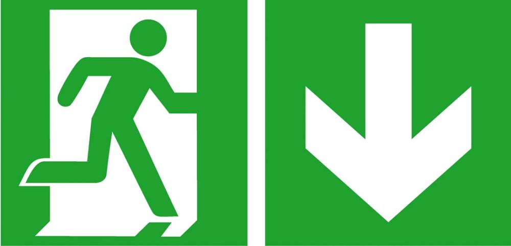 Rettungsschild, Notausgang rechts abwärts Produktbild img1 L