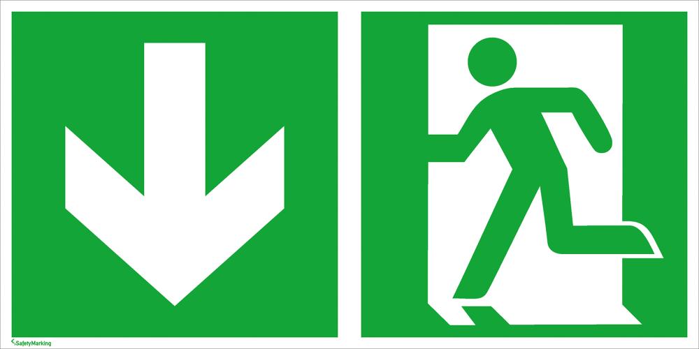 Rettungsschild, Notausgang links abwärts Produktbild img1 L