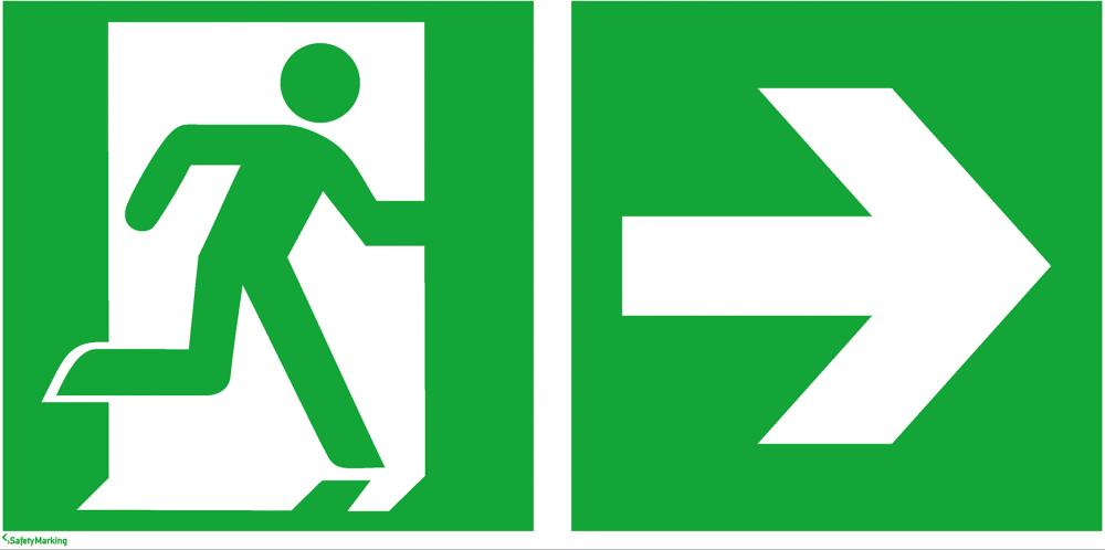 Rettungsschild, Notausgang rechts mit Richtungspfeil Produktbild img1 L