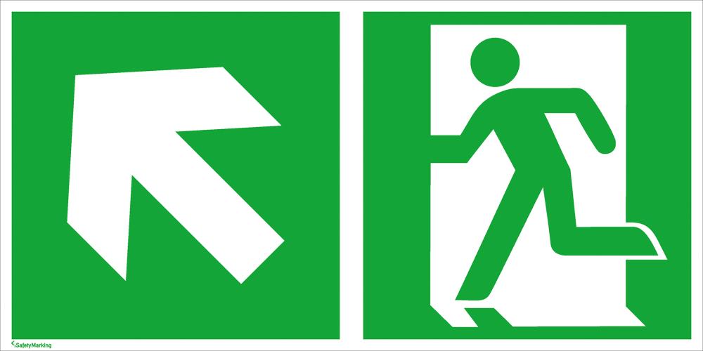Rettungsschild, Notausgang links hoch mit Richtungspfeil Produktbild img1 L
