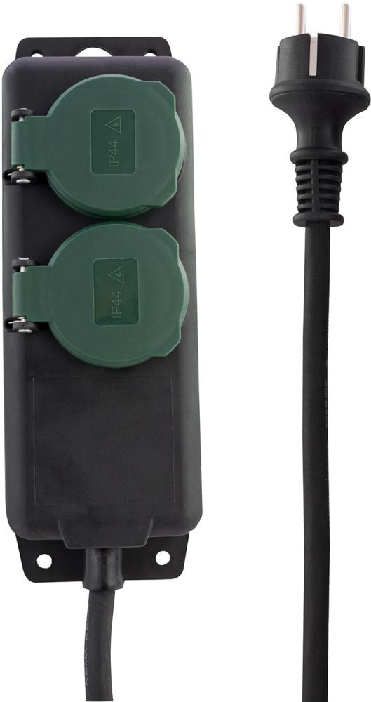 Steckdoseleiste 2-fach 1,4m sw-gn IP44 m.Klappdeckel REV Produktbild img1 L
