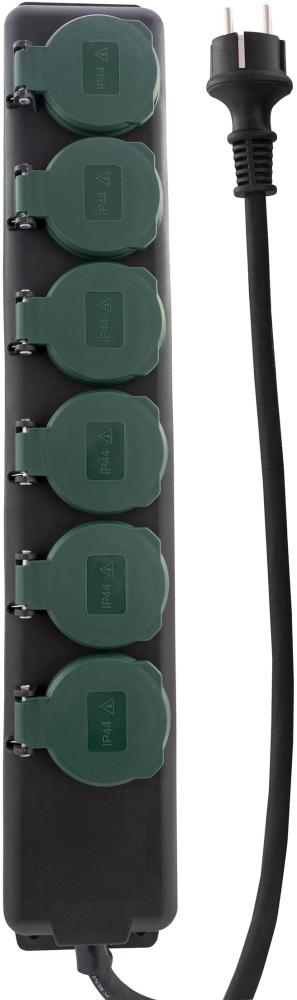 Steckdoseleiste 6-fach 1,4m sw-gn IP44 m.Klappdeckel REV Produktbild img1 L