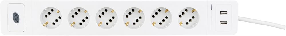 Steckdosenleiste COMBINI 6-fach weiß mit USB und ÜSS Produktbild img1 L