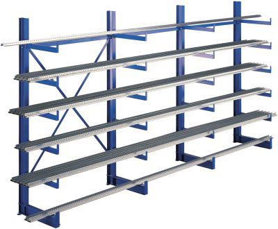 Kragarmregal K1000 B1250xT500xH2000 mm Grundfeld blau Tragkraft 2400kg gesamt Produktbild img1 L