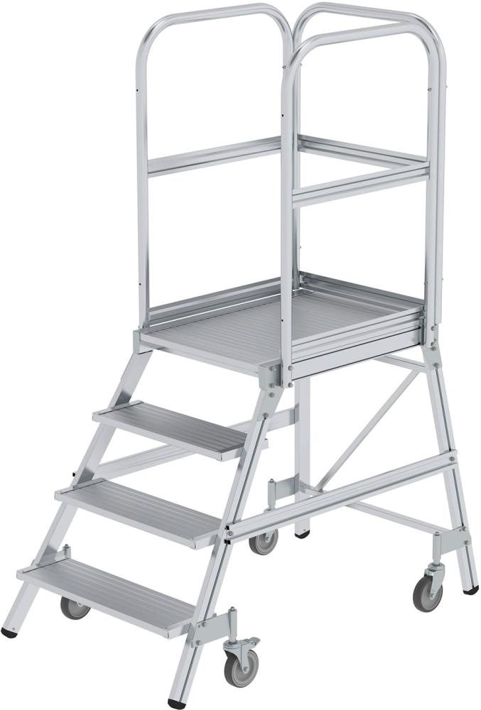 Aluminium-Podesttreppe, einseitig begehbar, Stufen- und Plattform-Ausführung: Alu, geriffelt Produktbild img1 L