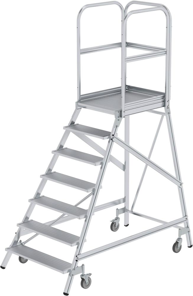 Alu-Podestleiter 7 Alu-Stufen Podesthöhe 1,68 m Arbeitshöhe bis 3,70 m Produktbild img1 L