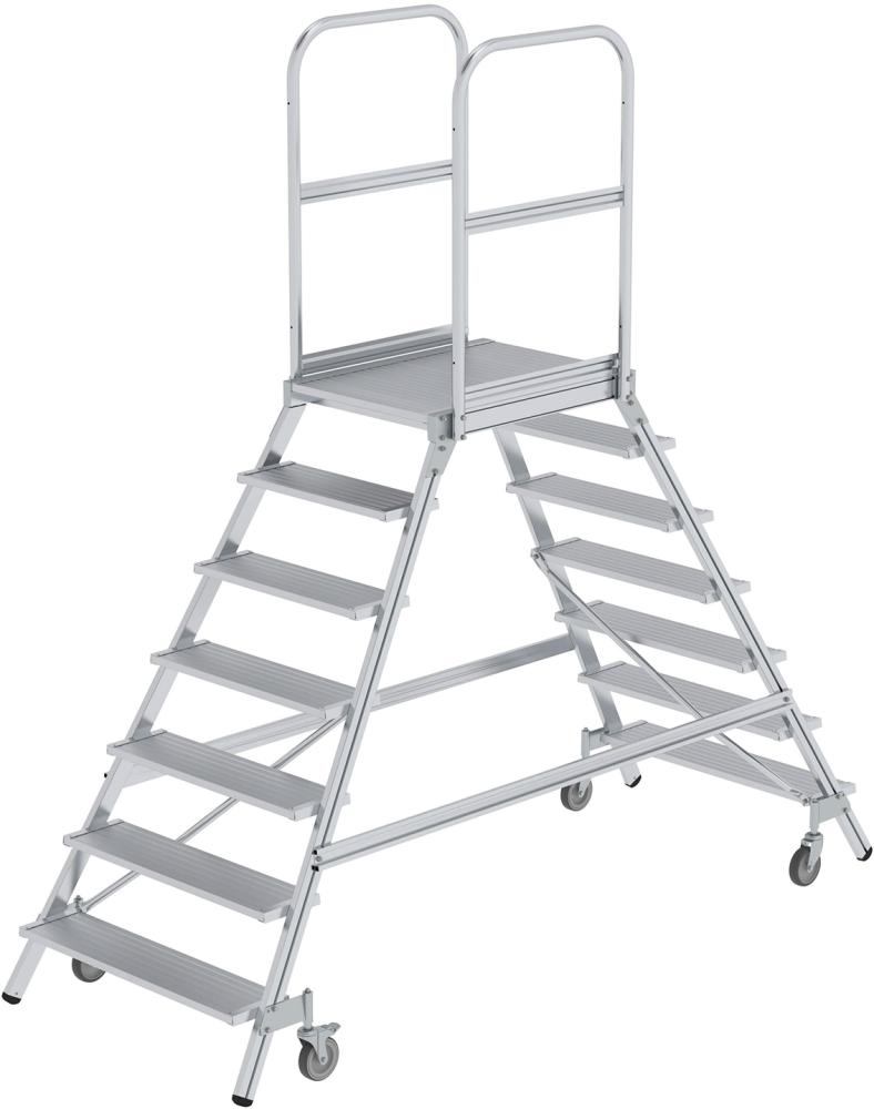 Alu-Podestleiter 2x7 Alu-Stufen Podesthöhe 1,68 m Arbeitshöhe bis 3,70 m Produktbild img1 L