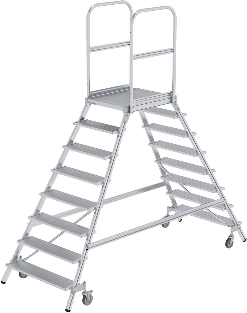 Alu-Podestleiter 2x8 Alu-Stufen Podesthöhe 1,92 m Arbeitshöhe bis 3,90 m Produktbild img1 L