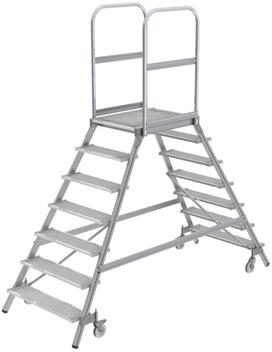 Alu-Podestleiter 2x7 Gitterrost-Stufen Podesthöhe 1,68 m Arbeitshöhe bis 3,70 m Produktbild img1 L