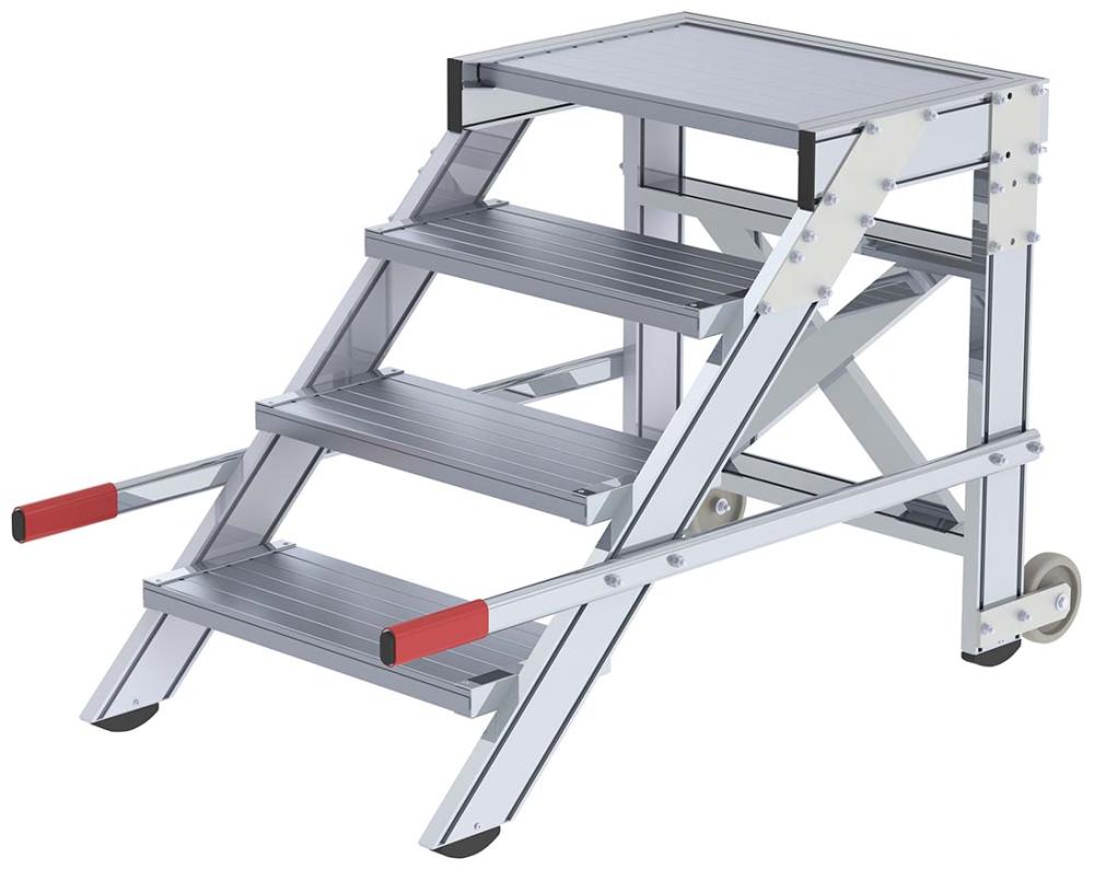 Alu-Arbeitspodest fahrbar4 Alu-Stufen B 600 mm Podesthöhe 0,79 m Arbeitshöhe bis 2,80 m Produktbild img1 L