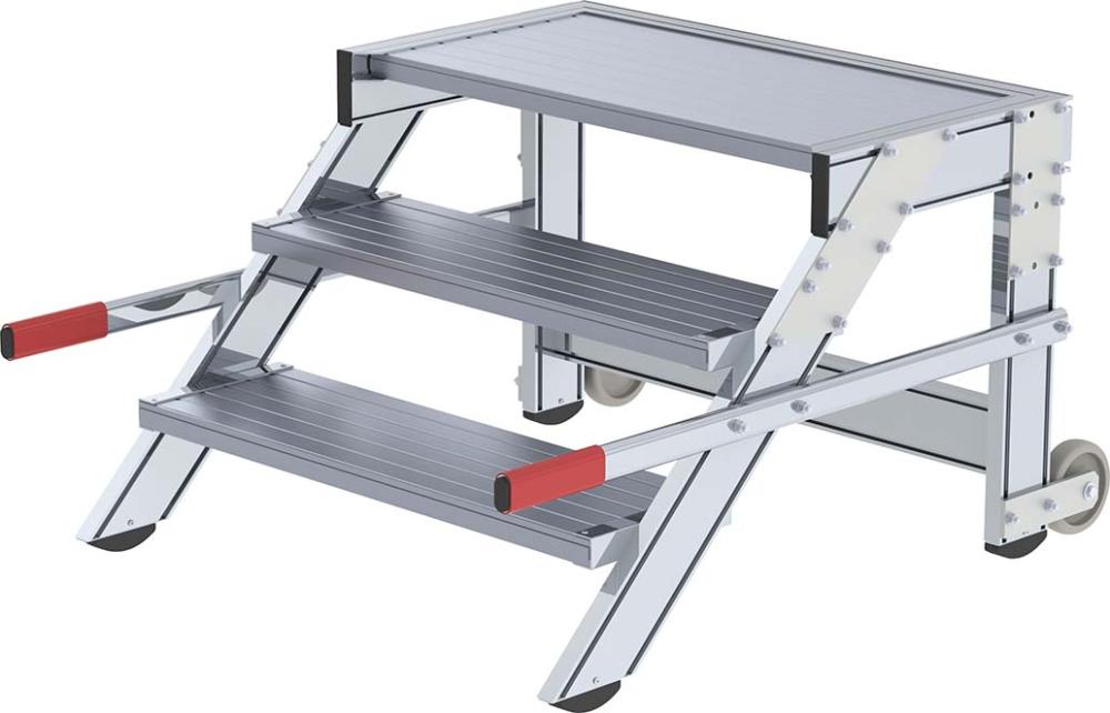 Alu-Arbeitspodest fahrbar3 Alu-Stufen B 800 mm Podesthöhe 0,59 m Arbeitshöhe bis 2,60 m Produktbild img1 L