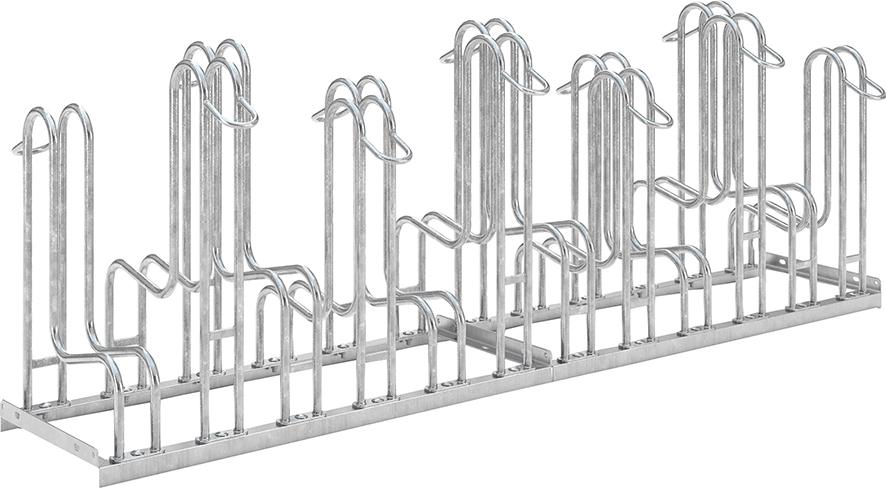 Fahrrad-Standparker zweiseitig, verzinkt L 2100 mm, 12 Plätze Produktbild img1 L