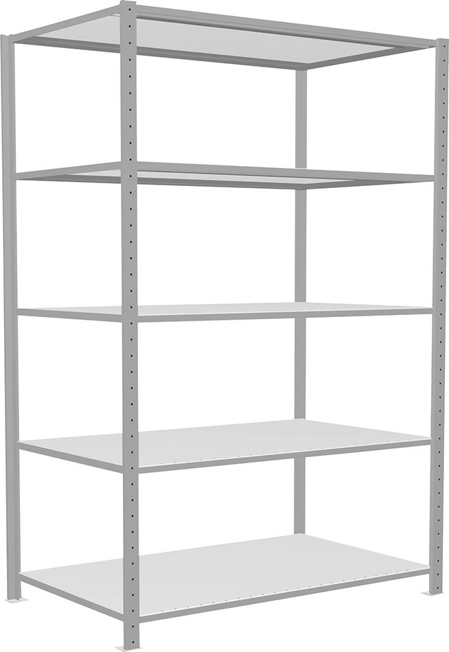 Steckregal B1300xT800xH2000 mm Grundfeld 5 Böden RAL 7035 Fachlast 150kg Produktbild img1 L